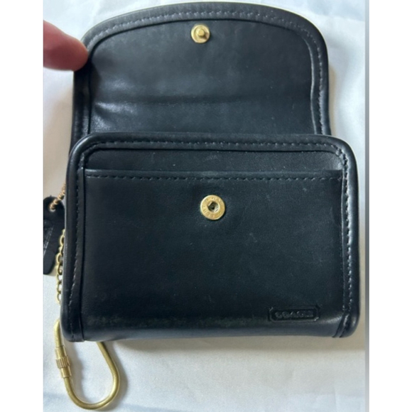 Rare Vintage Coach Quiet Luxury Rich Black Leather Purse Wallet Brass Keyring - Picture 3 of 13